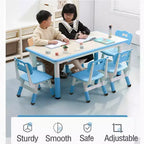 Table et chaises pour enfants, Ensemble table d'activités et de bricolage pour tout-petits réglable en hauteur avec 6 chaises, pour les 2-10 ans, Table d'activités artistiques pour enfants supportant jusqu'à 136 kg