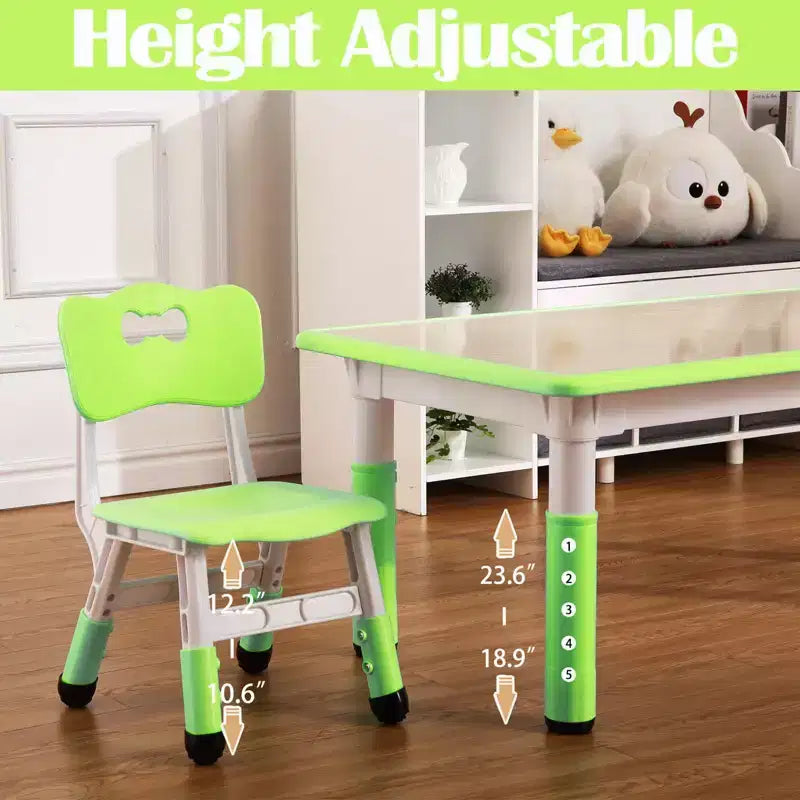 Table et chaises pour enfants, Ensemble table d'activités et de bricolage pour tout-petits réglable en hauteur avec 6 chaises, pour les 2-10 ans, Table d'activités artistiques pour enfants supportant jusqu'à 136 kg