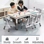 Table et chaises pour enfants, Ensemble table d'activités et de bricolage pour tout-petits réglable en hauteur avec 6 chaises, pour les 2-10 ans, Table d'activités artistiques pour enfants supportant jusqu'à 136 kg