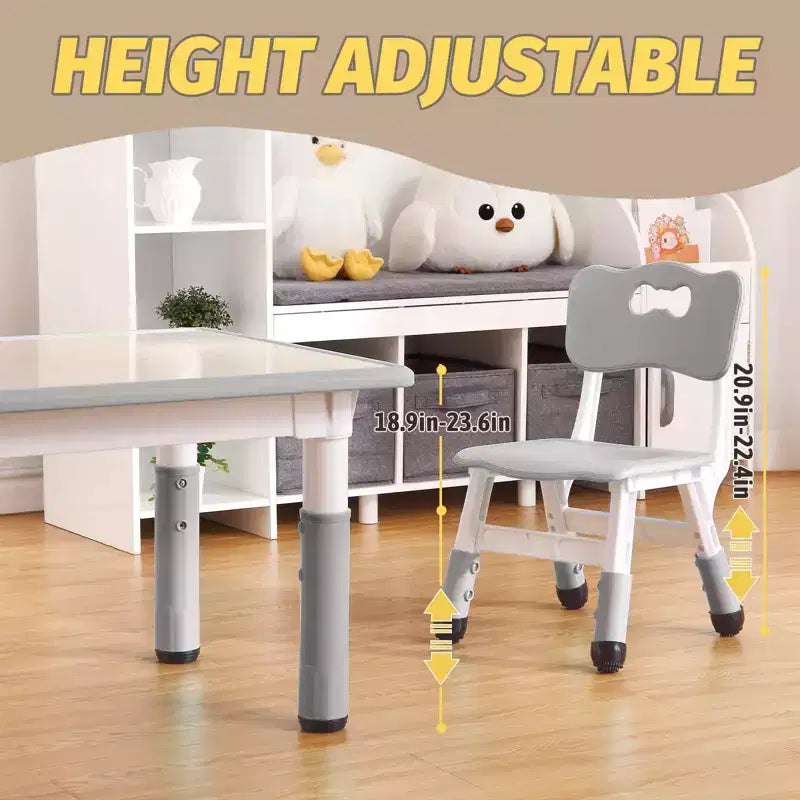 Table et chaises pour enfants, Ensemble table d'activités et de bricolage pour tout-petits réglable en hauteur avec 6 chaises, pour les 2-10 ans, Table d'activités artistiques pour enfants supportant jusqu'à 136 kg