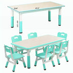 Table et chaises pour enfants, Ensemble table d'activités et de bricolage pour tout-petits réglable en hauteur avec 6 chaises, pour les 2-10 ans, Table d'activités artistiques pour enfants supportant jusqu'à 136 kg