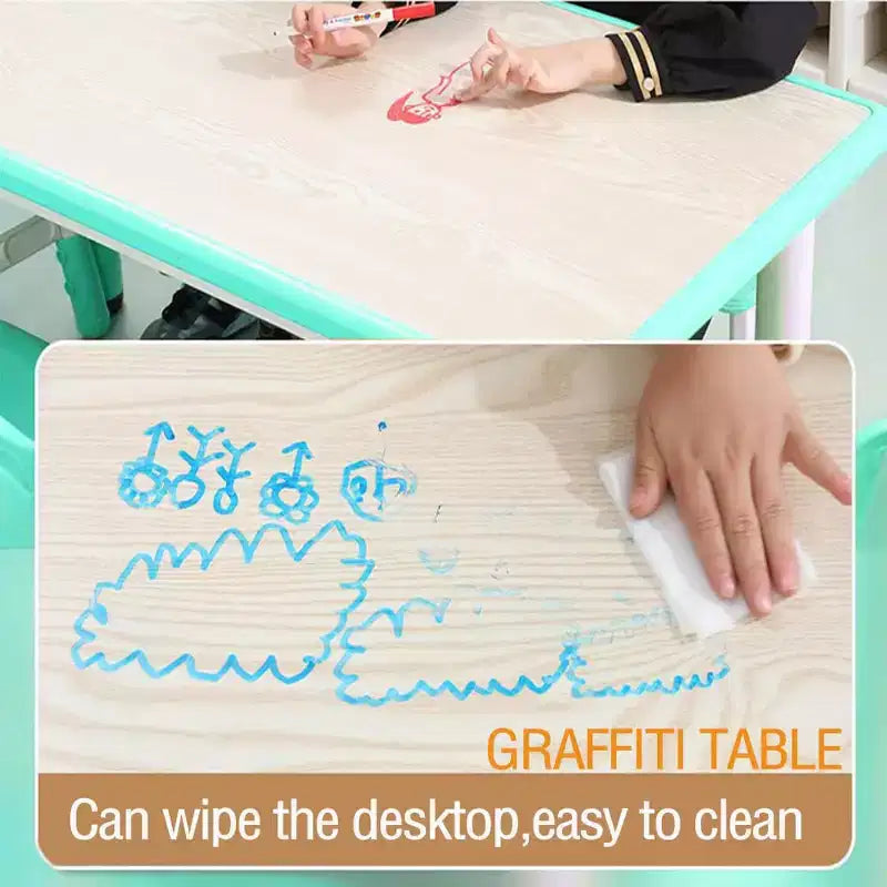 Table et chaises pour enfants, Ensemble table d'activités et de bricolage pour tout-petits réglable en hauteur avec 6 chaises, pour les 2-10 ans, Table d'activités artistiques pour enfants supportant jusqu'à 136 kg