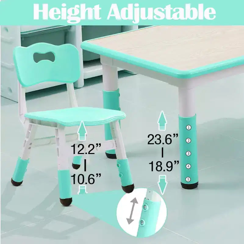 Table et chaises pour enfants, Ensemble table d'activités et de bricolage pour tout-petits réglable en hauteur avec 6 chaises, pour les 2-10 ans, Table d'activités artistiques pour enfants supportant jusqu'à 136 kg