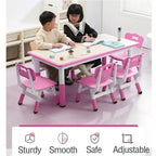 Table et chaises pour enfants, Ensemble table d'activités et de bricolage pour tout-petits réglable en hauteur avec 6 chaises, pour les 2-10 ans, Table d'activités artistiques pour enfants supportant jusqu'à 136 kg