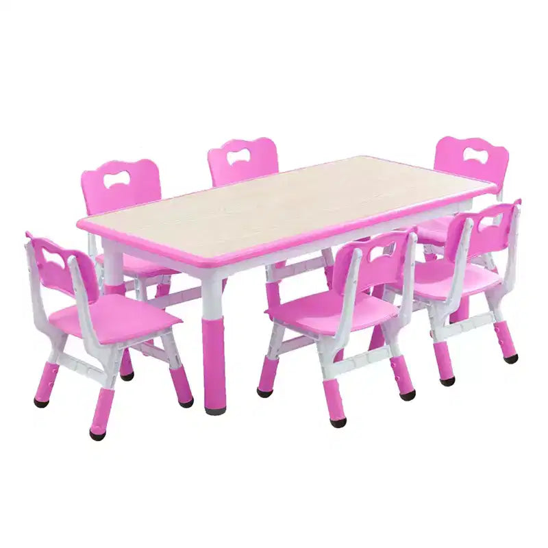 Table et chaises pour enfants, Ensemble table d'activités et de bricolage pour tout-petits réglable en hauteur avec 6 chaises, pour les 2-10 ans, Table d'activités artistiques pour enfants supportant jusqu'à 136 kg