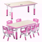 Table et chaises pour enfants, Ensemble table d'activités et de bricolage pour tout-petits réglable en hauteur avec 6 chaises, pour les 2-10 ans, Table d'activités artistiques pour enfants supportant jusqu'à 136 kg