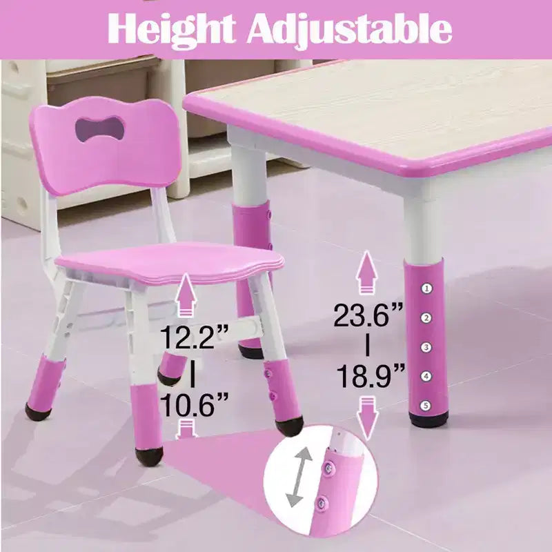 Table et chaises pour enfants, Ensemble table d'activités et de bricolage pour tout-petits réglable en hauteur avec 6 chaises, pour les 2-10 ans, Table d'activités artistiques pour enfants supportant jusqu'à 136 kg