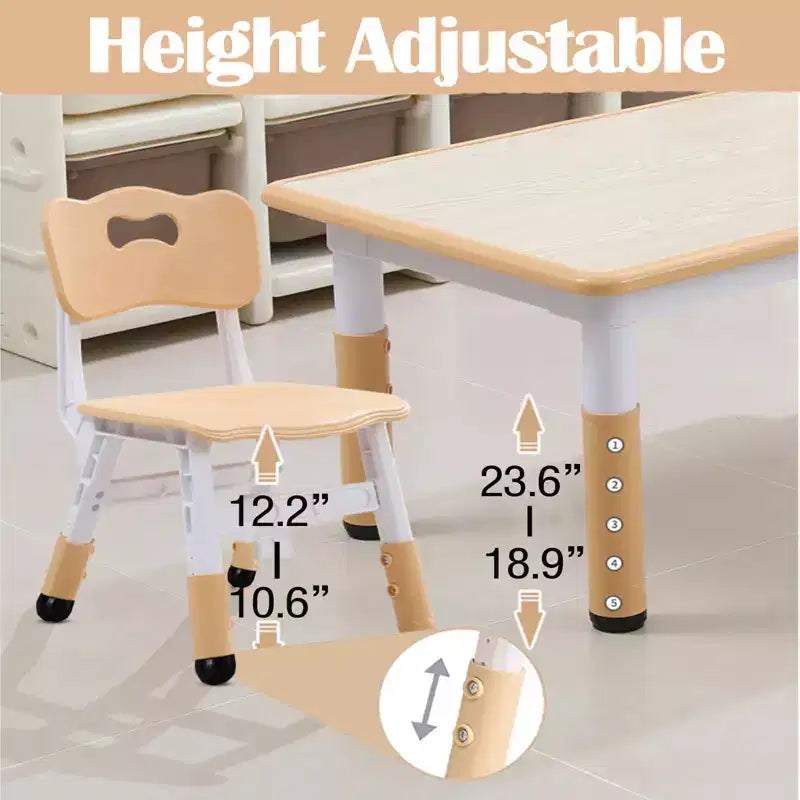 Table et chaises pour enfants, Ensemble table d'activités et de bricolage pour tout-petits réglable en hauteur avec 6 chaises, pour les 2-10 ans, Table d'activités artistiques pour enfants supportant jusqu'à 136 kg