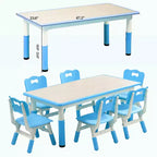 Table et chaises pour enfants, Ensemble table d'activités et de bricolage pour tout-petits réglable en hauteur avec 6 chaises, pour les 2-10 ans, Table d'activités artistiques pour enfants supportant jusqu'à 136 kg