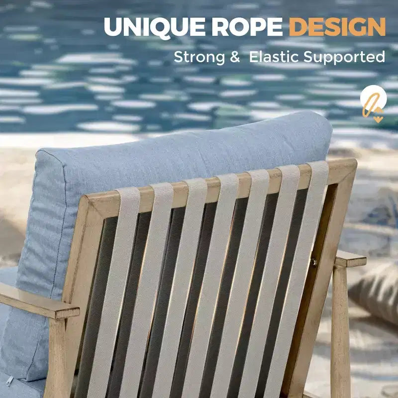 HAPPATIO Patio Outdoor Furniture Set - 6 Pieces Aluminum Outdoor Conversation Set with Loveseat,Armchairs,Coffee Table and Ottomans for Yard,Porch