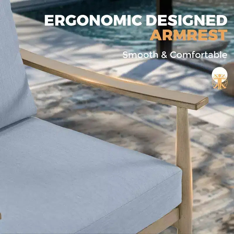 HAPPATIO Patio Outdoor Furniture Set - 6 Pieces Aluminum Outdoor Conversation Set with Loveseat,Armchairs,Coffee Table and Ottomans for Yard,Porch