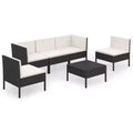 vidaXL Patio Lounge Set Outdoor Sectional Sofa Set Table Poly Rattan Black