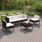 vidaXL Patio Lounge Set Outdoor Sectional Sofa Set Table Poly Rattan Black