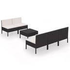 vidaXL Garden Lounge Set Patio Sectional Sofa Couch Outdoor Poly Rattan Black