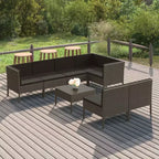 vidaXL Patio Lounge Set Outdoor Sectional Sofa Set Table Poly Rattan Gray