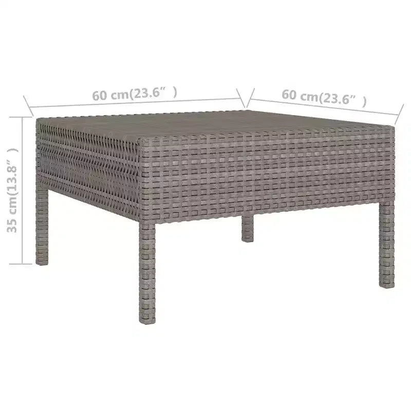 vidaXL Patio Lounge Set Outdoor Sectional Sofa Set Table Poly Rattan Gray