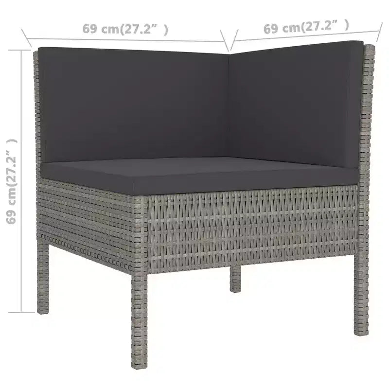 vidaXL Patio Lounge Set Outdoor Sectional Sofa Set Table Poly Rattan Gray