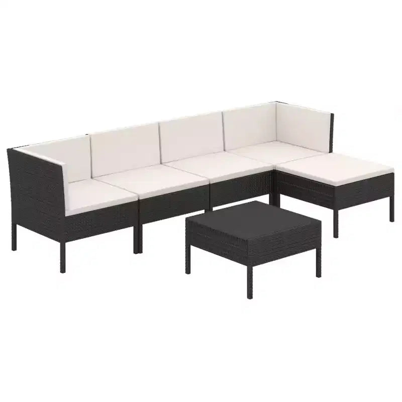 vidaXL Patio Lounge Set Outdoor Sectional Sofa Set Table Poly Rattan Brown