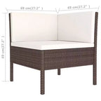 vidaXL Patio Lounge Set Outdoor Sectional Sofa Set Table Poly Rattan Brown