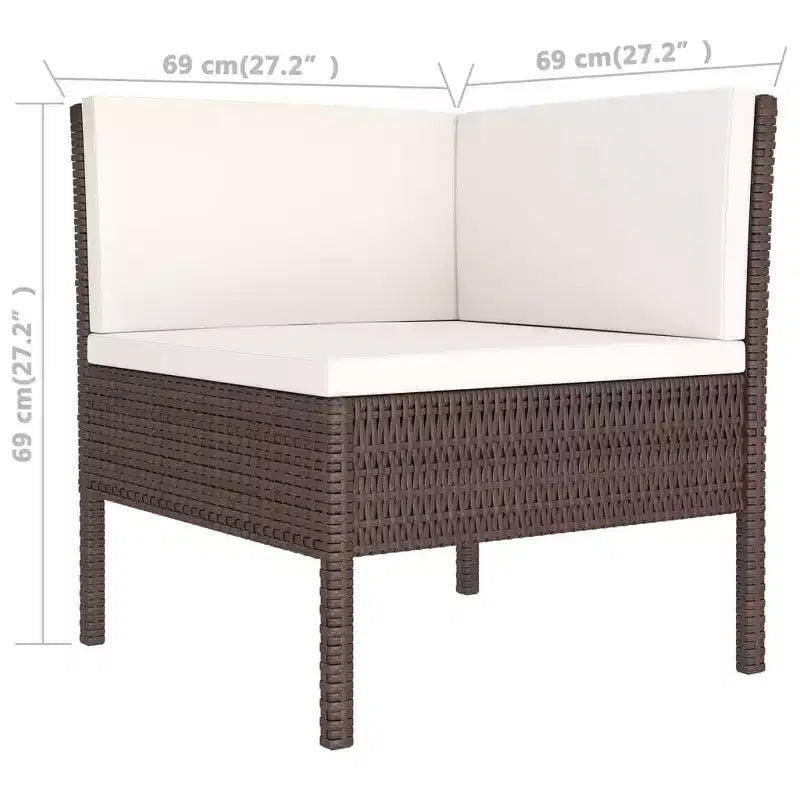 vidaXL Patio Lounge Set Outdoor Sectional Sofa Set Table Poly Rattan Brown