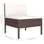 vidaXL Patio Lounge Set Outdoor Sectional Sofa Set Table Poly Rattan Brown