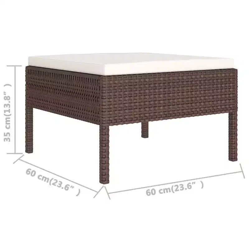 vidaXL Patio Lounge Set Outdoor Sectional Sofa Set Table Poly Rattan Brown