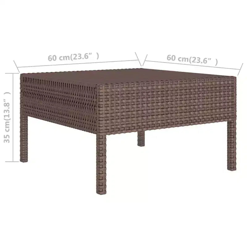 vidaXL Patio Lounge Set Outdoor Sectional Sofa Set Table Poly Rattan Brown