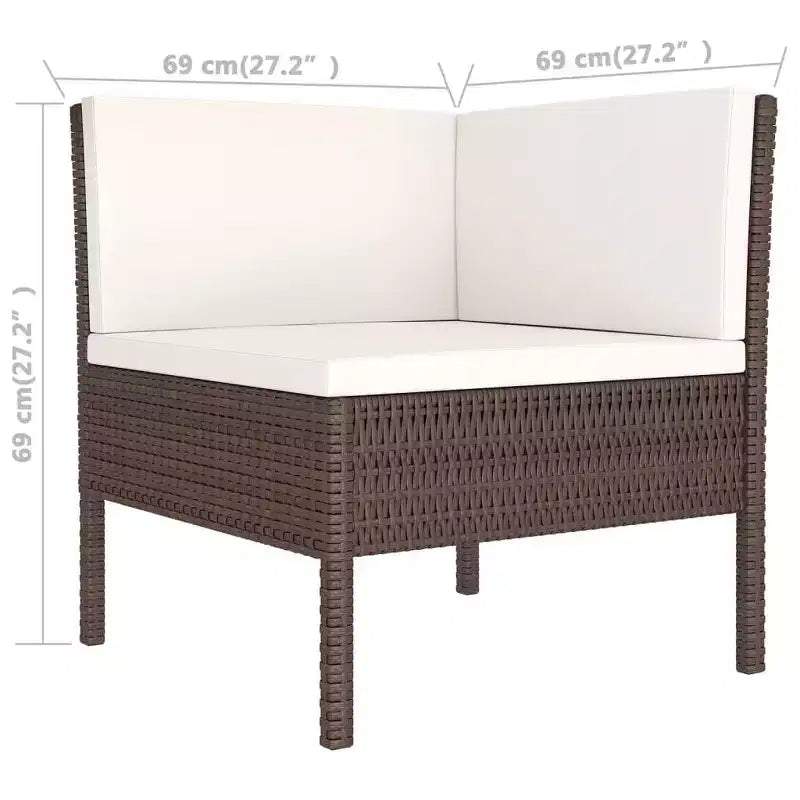 vidaXL Patio Lounge Set Outdoor Sectional Sofa Set Table Poly Rattan Brown