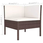 vidaXL Patio Lounge Set Outdoor Sectional Sofa Set Table Poly Rattan Brown
