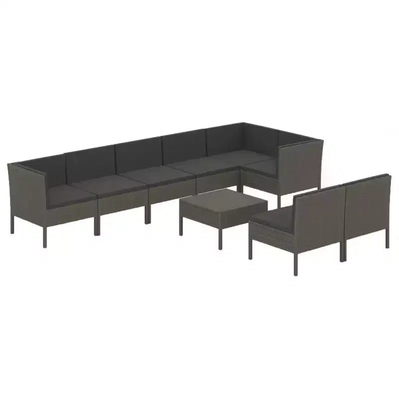 vidaXL Garden Lounge Set Patio Sectional Sofa Couch Outdoor Poly Rattan Grey
