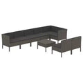 vidaXL Garden Lounge Set Patio Sectional Sofa Couch Outdoor Poly Rattan Grey