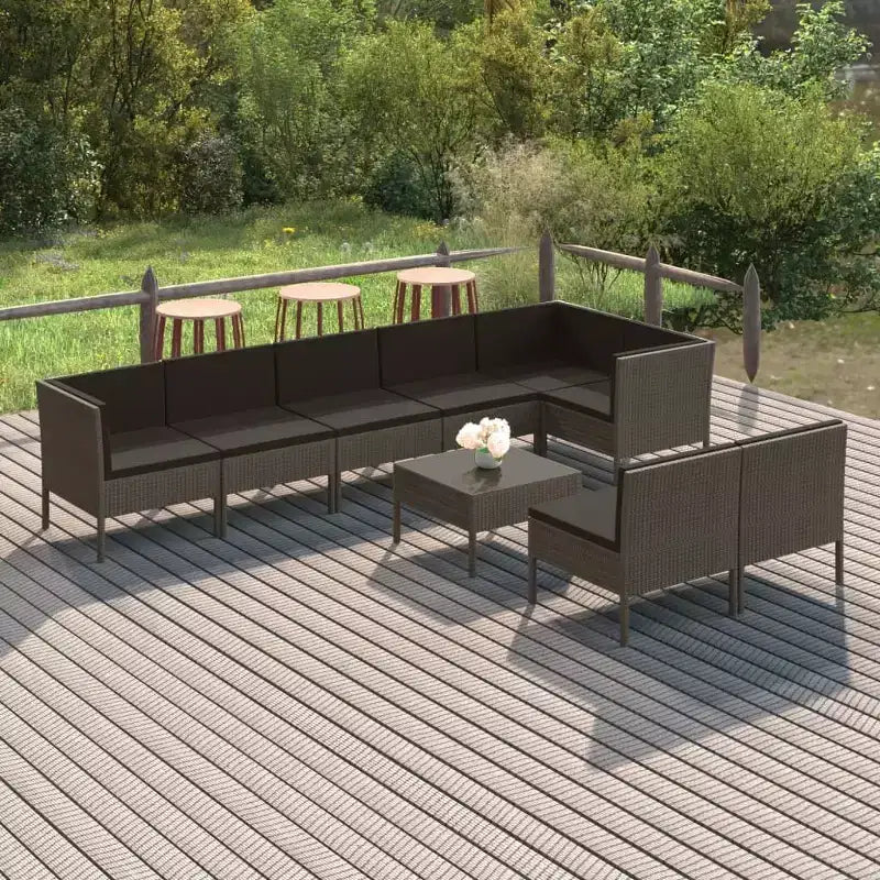 vidaXL Garden Lounge Set Patio Sectional Sofa Couch Outdoor Poly Rattan Grey