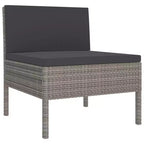 vidaXL Garden Lounge Set Patio Sectional Sofa Couch Outdoor Poly Rattan Grey
