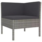 vidaXL Garden Lounge Set Patio Sectional Sofa Couch Outdoor Poly Rattan Grey