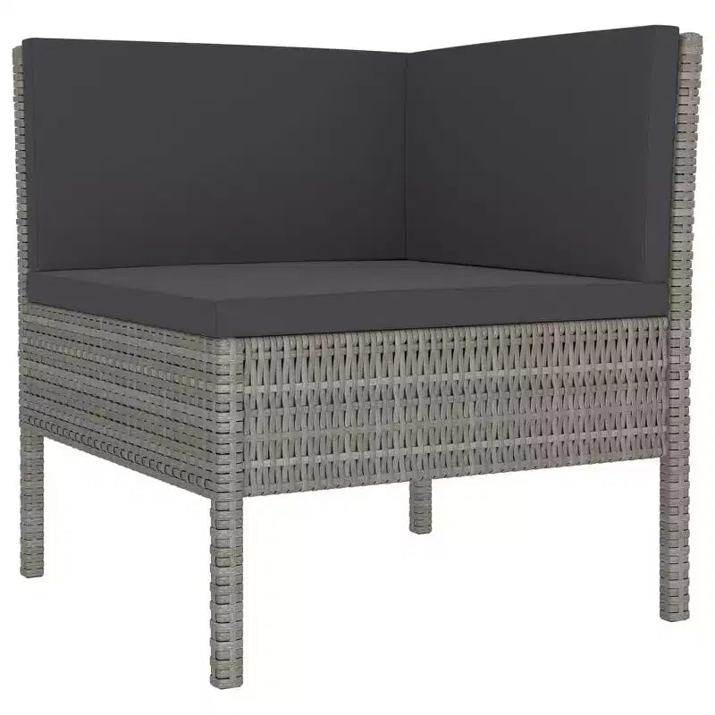 vidaXL Garden Lounge Set Patio Sectional Sofa Couch Outdoor Poly Rattan Grey