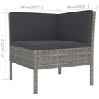 vidaXL Garden Lounge Set Patio Sectional Sofa Couch Outdoor Poly Rattan Grey