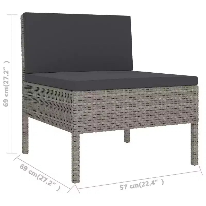 vidaXL Garden Lounge Set Patio Sectional Sofa Couch Outdoor Poly Rattan Grey
