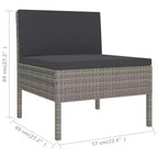 vidaXL Garden Lounge Set Patio Sectional Sofa Couch Outdoor Poly Rattan Grey