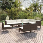 vidaXL Salon de jardin canapé sectionnel en rotin synthétique marron pour terrasse et extérieur