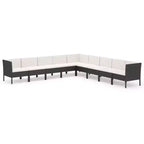 vidaXL Garden Lounge Set Patio Sectional Sofa Couch Outdoor Poly Rattan Black