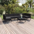 vidaXL Salon de jardin modulaire avec table, résine tressée, noir