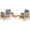vidaXL Garden Lounge Set Grey Solid pinewood, fabric (100% polyester)