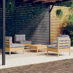 vidaXL Salon de jardin gris Bois de pin massif, tissu (100 % polyester)