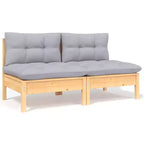 vidaXL Salon de jardin gris Bois de pin massif, tissu 100 % polyester Grande