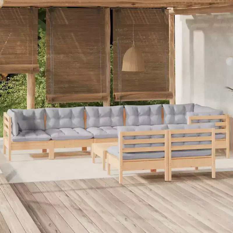 vidaXL Garden Lounge Set Grey Solid Pinewood Large Modular