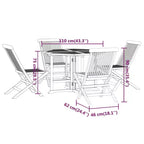 vidaXL Ensemble repas de jardin pliable 5 pièces - Bois de teck massif - Meubles d'extérieur résistants aux intempéries - Facile à assembler - Gain de place