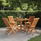 vidaXL Ensemble repas de jardin pliable 5 pièces - Bois de teck massif - Meubles d'extérieur résistants aux intempéries - Facile à assembler - Gain de place