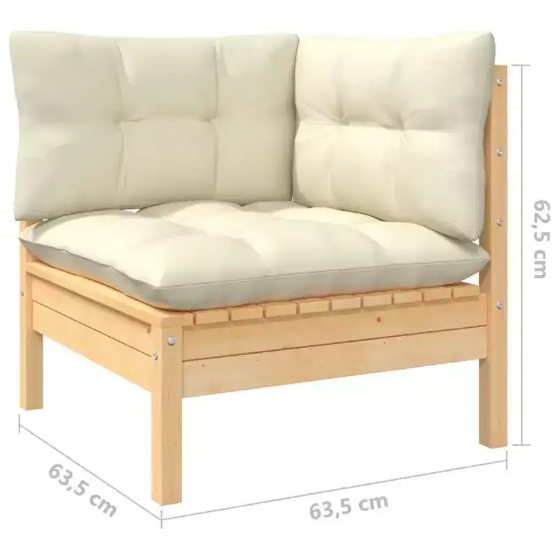 vidaXL Patio Lounge Set - 8 Piece Outdoor Furniture with Cream Cushions, Solid Pinewood Construction, Versatile Configuration Options