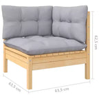 vidaXL Salon de jardin gris Bois de pin massif, tissu (100 % polyester)