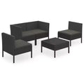 vidaXL 5-Piece Black Poly Rattan Patio Lounge Set with Cushions - Versatile Outdoor Furniture for Garden and Deck
